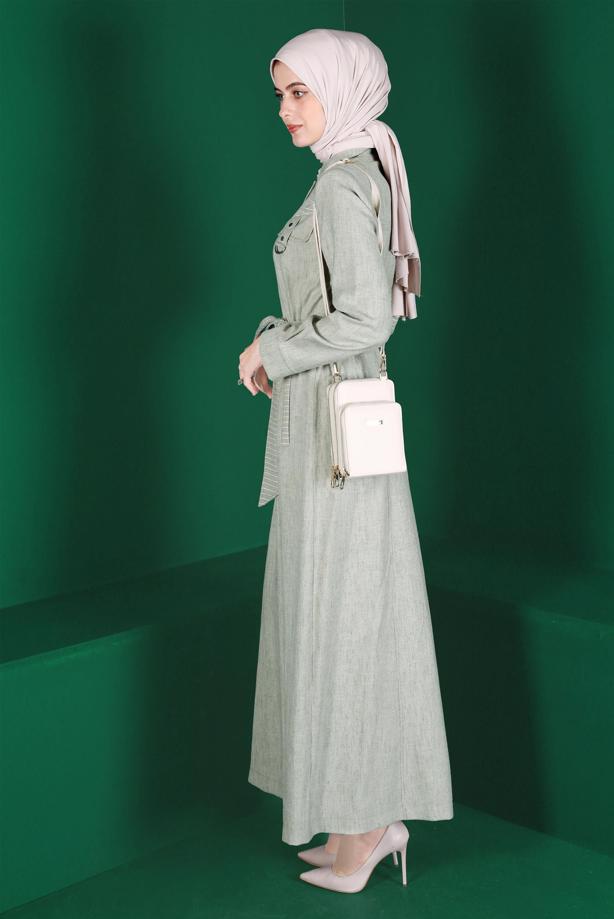 Hijab clothing KHAKI ALVINA BELTED TOPCOAT T 10589 - TRENDTESETTÜR