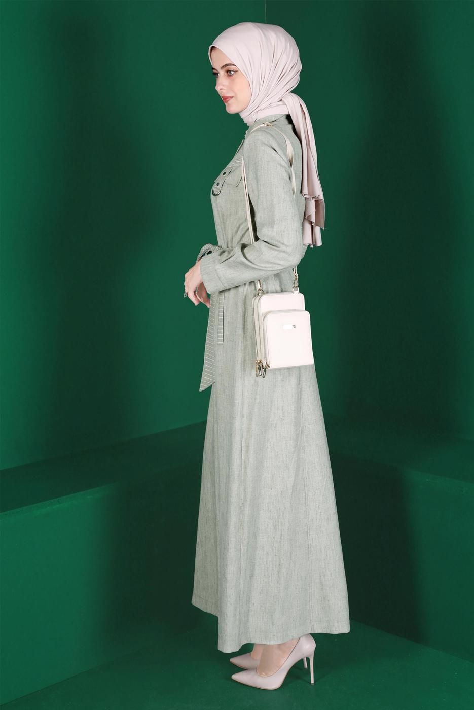 Hijab clothing KHAKI ALVINA BELTED TOPCOAT T 10589