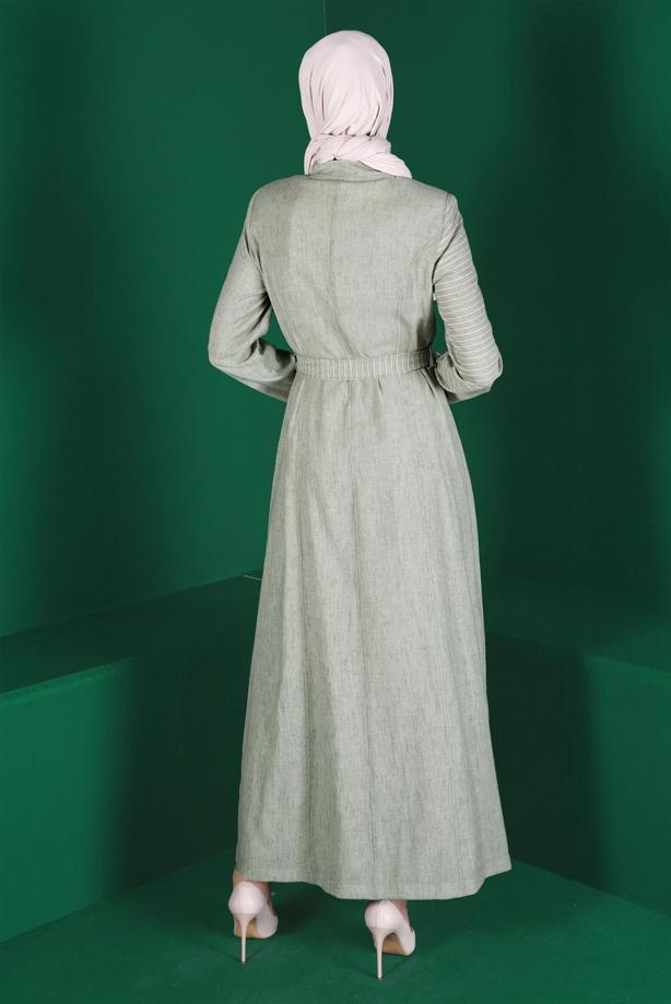 Hijab clothing KHAKI ALVINA BELTED TOPCOAT T 10589 - TRENDTESETTÜR