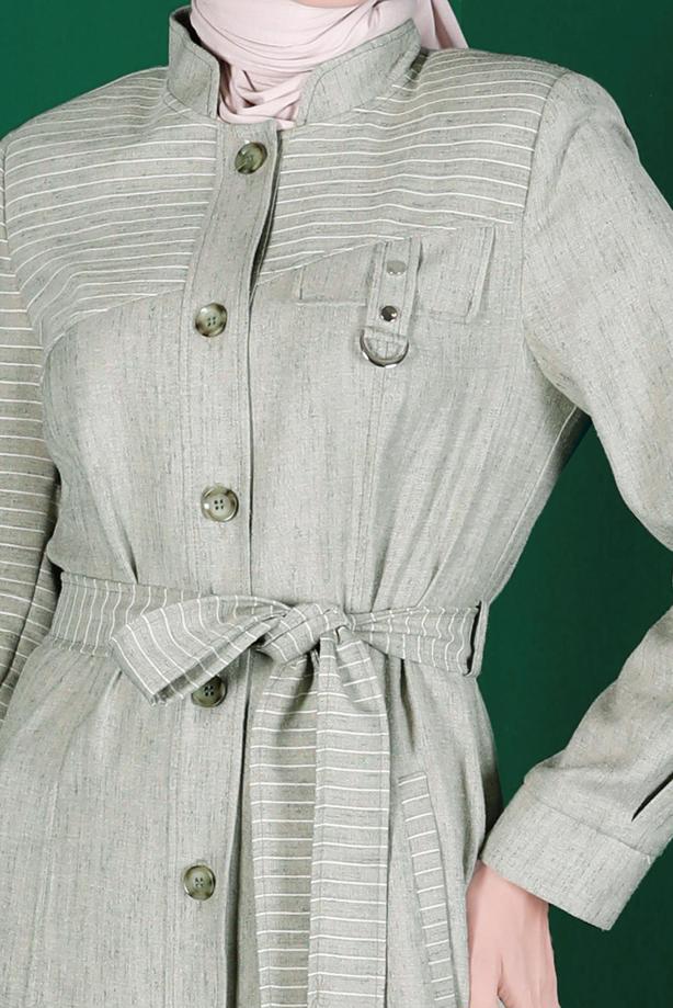 Hijab clothing KHAKI ALVINA BELTED TOPCOAT T 10589 - TRENDTESETTÜR