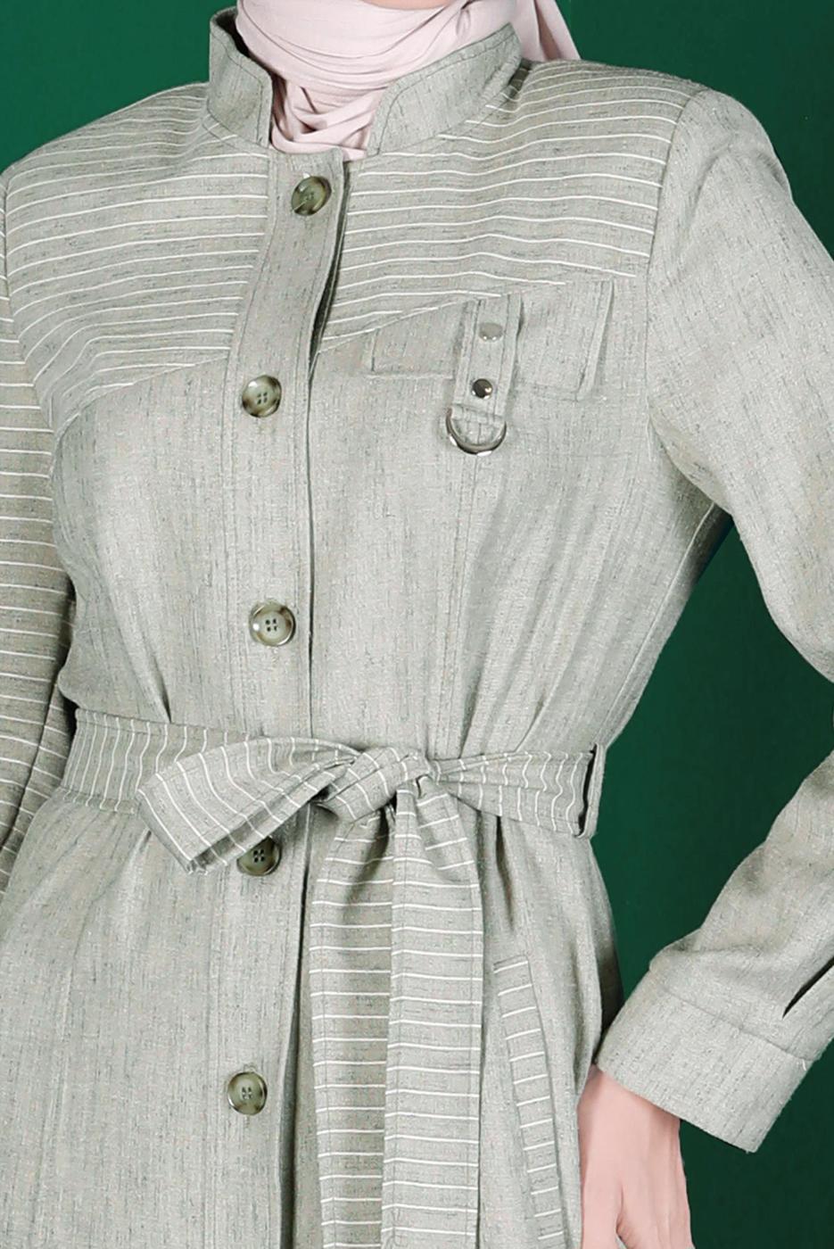 Hijab clothing KHAKI ALVINA BELTED TOPCOAT T 10589