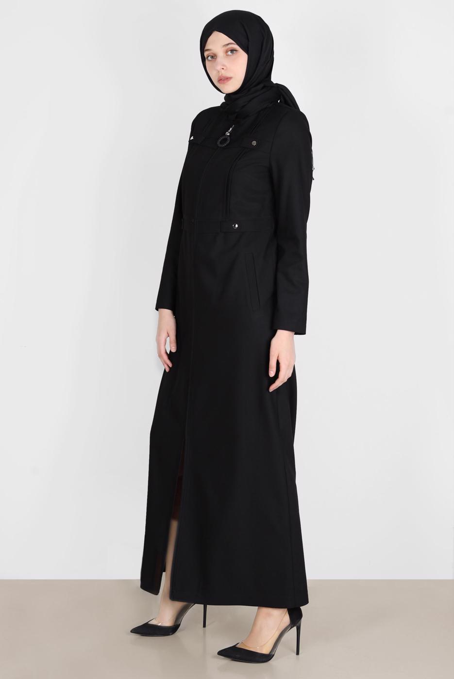 Hijab clothing BLACK ALVINA ZIPPERED TOPCOAT T 10601