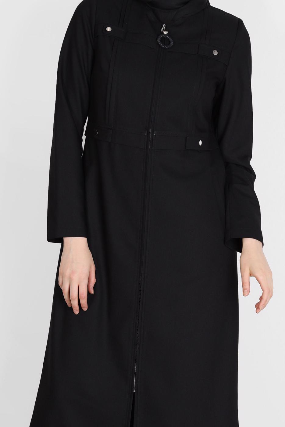 Hijab clothing BLACK ALVINA ZIPPERED TOPCOAT T 10601
