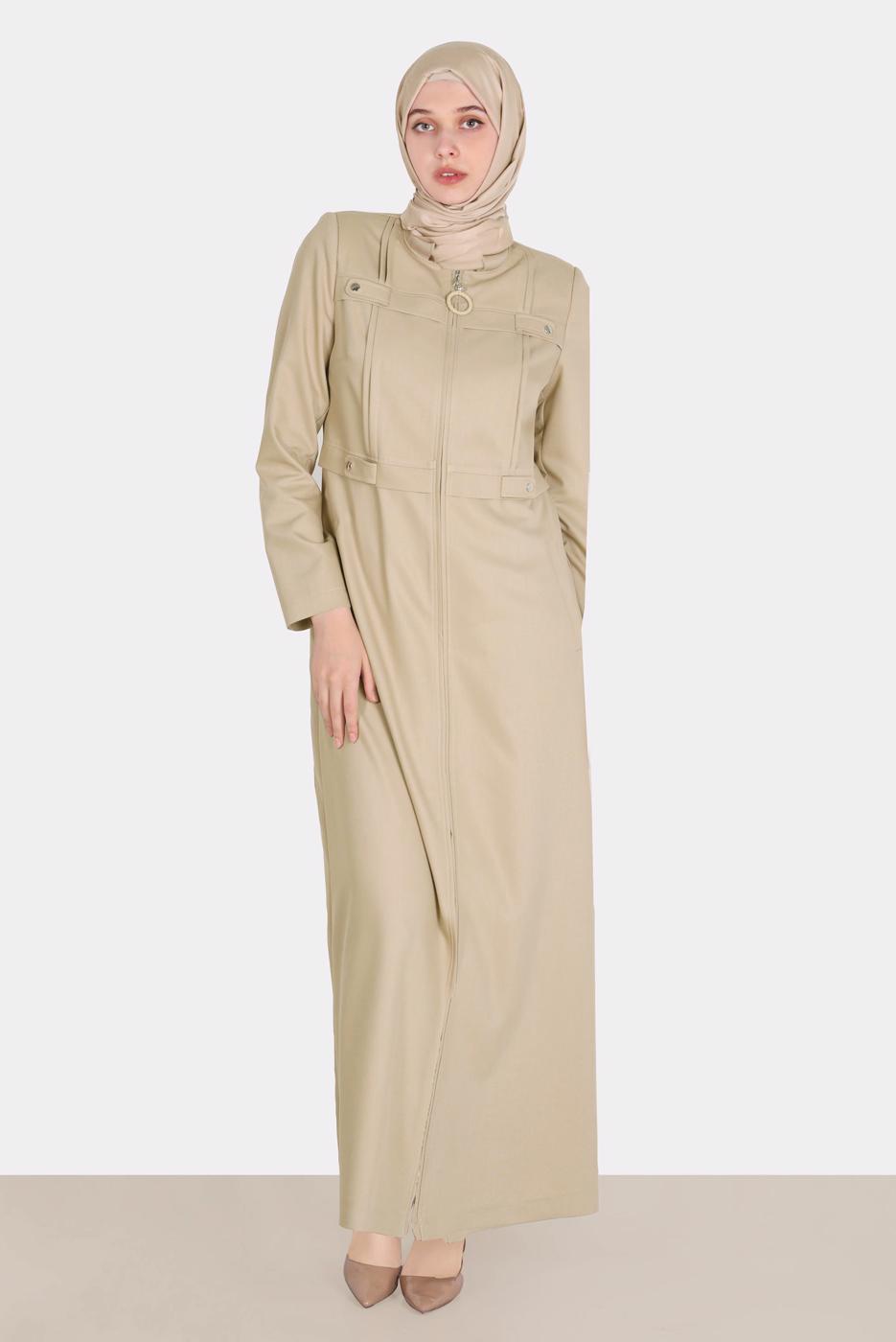 Hijab clothing BROWN ALVINA ZIPPERED TOPCOAT T 10601