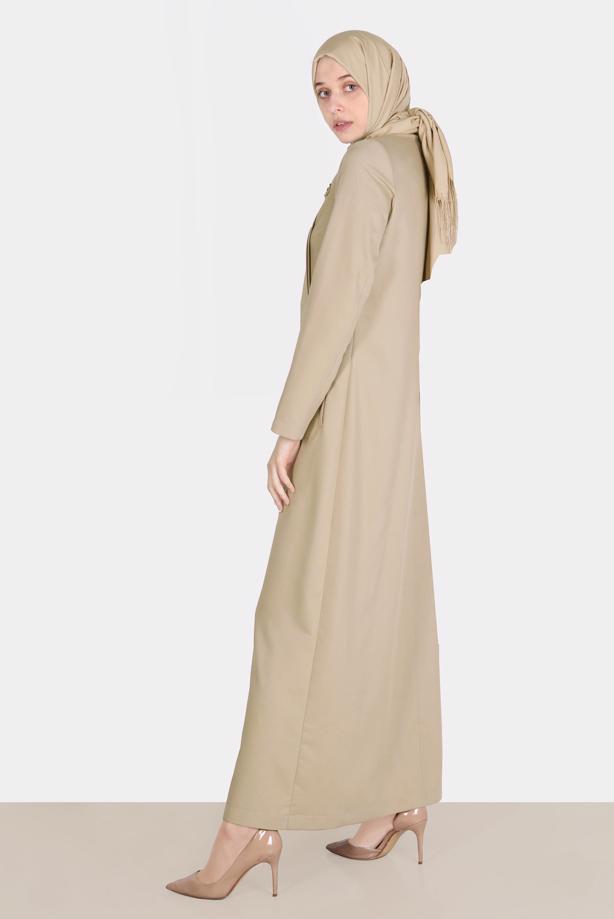 Hijab clothing BROWN ALVINA ZIPPERED TOPCOAT T 10601 - TRENDTESETTÜR