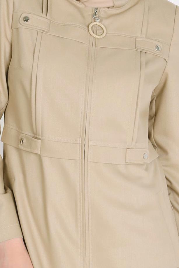 Hijab clothing BROWN ALVINA ZIPPERED TOPCOAT T 10601 - TRENDTESETTÜR