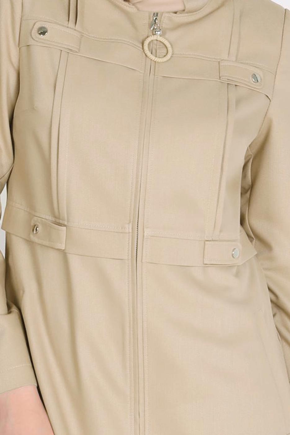 Hijab clothing BROWN ALVINA ZIPPERED TOPCOAT T 10601