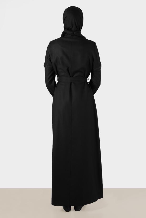 Hijab clothing BLACK ALVINA ZIPPERED TOPCOAT T 10602 - TRENDTESETTÜR
