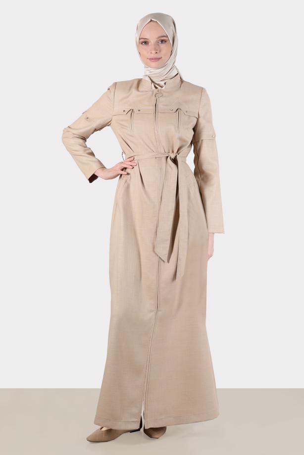 Hijab clothing BROWN ALVINA ZIPPERED TOPCOAT T 10602 - TRENDTESETTÜR