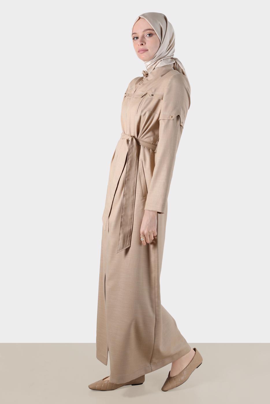 Hijab clothing BROWN ALVINA ZIPPERED TOPCOAT T 10602