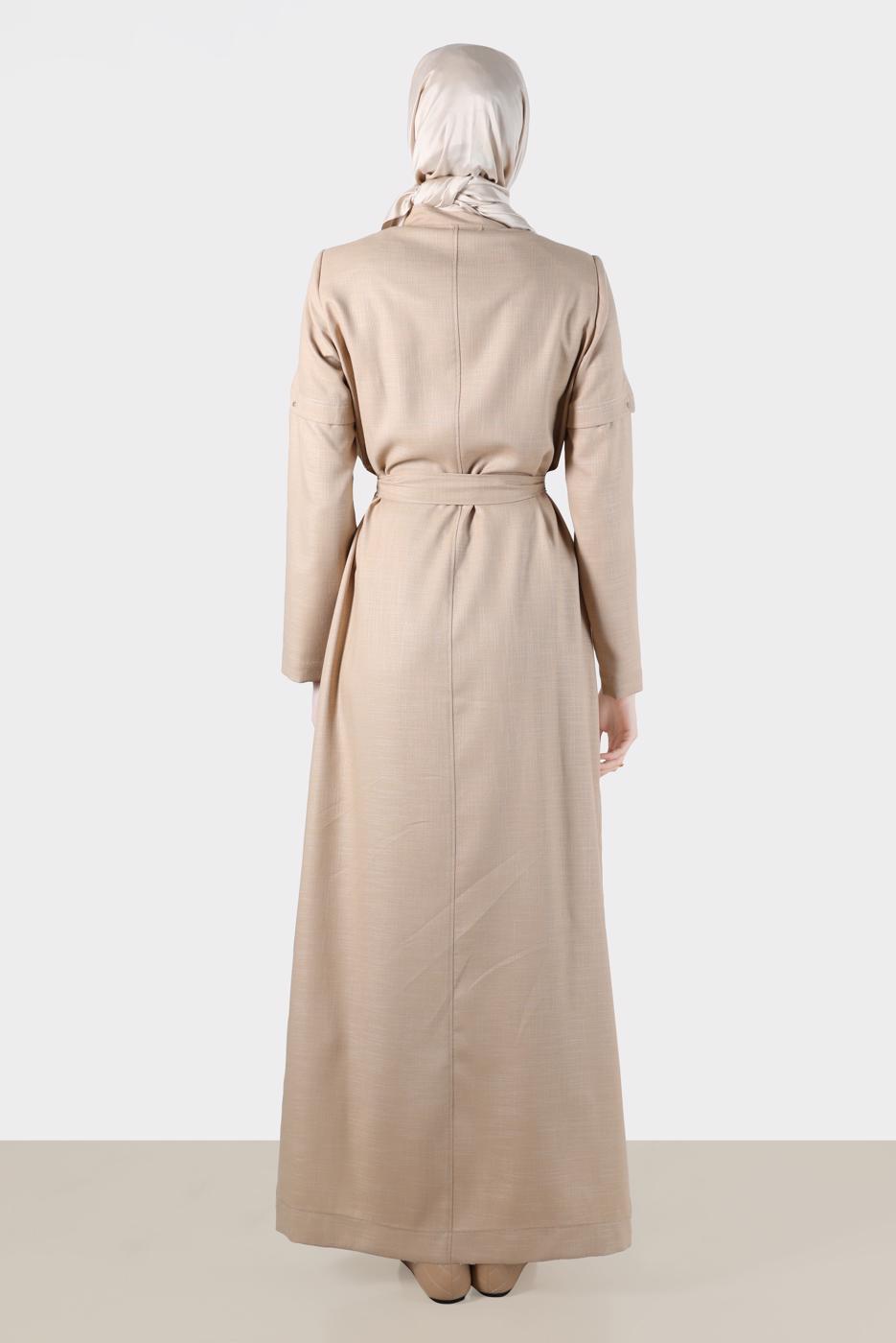 Hijab clothing BROWN ALVINA ZIPPERED TOPCOAT T 10602