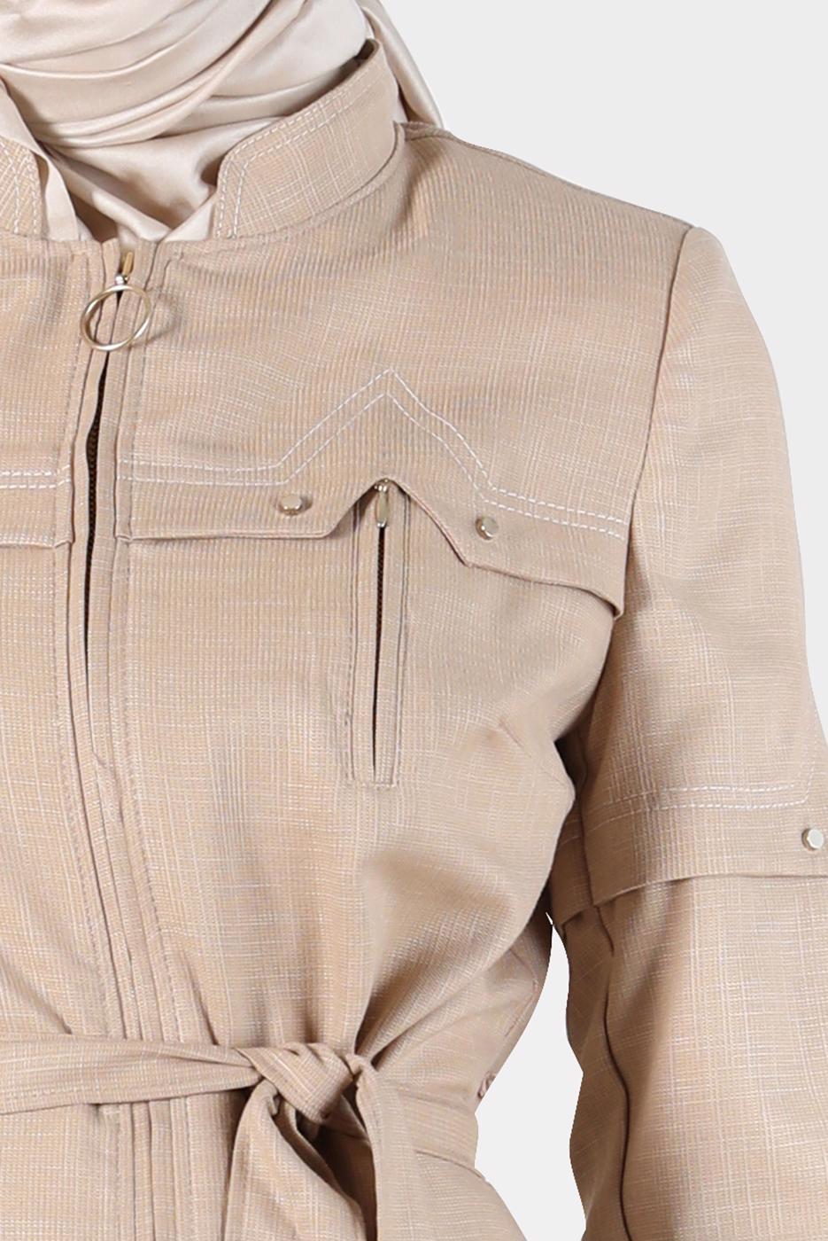 Hijab clothing BROWN ALVINA ZIPPERED TOPCOAT T 10602