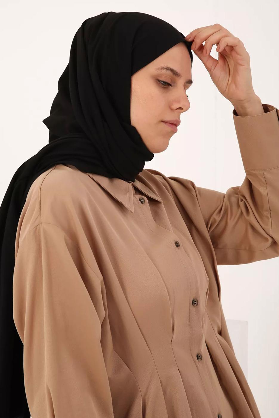 Tesettür giyim SİYAH KOTON ŞAL 21030