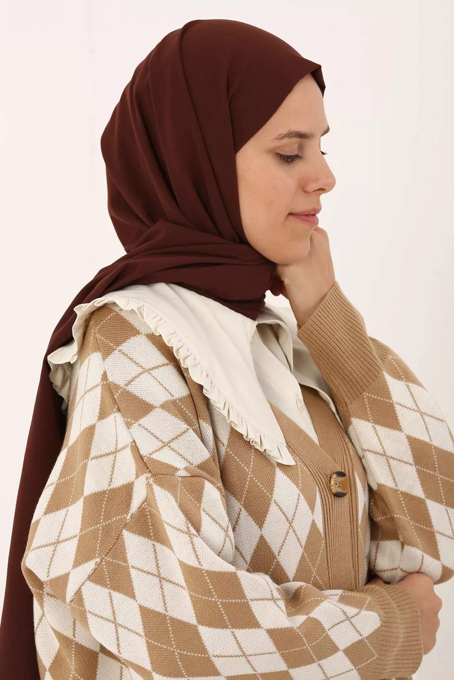 Tesettür giyim KAHVE KOTON ŞAL 21030 