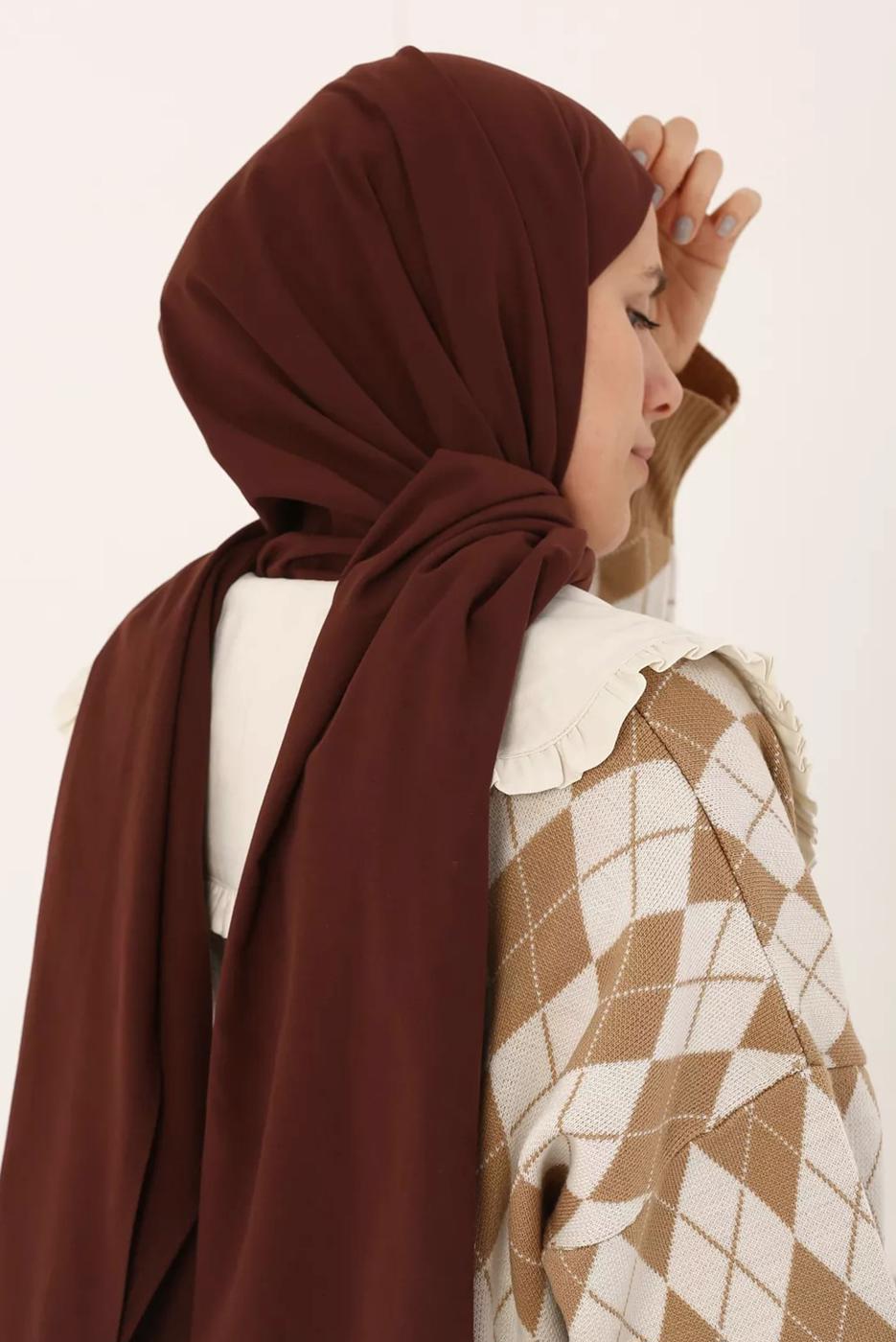 Tesettür giyim KAHVE KOTON ŞAL 21030 