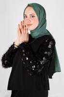 Tesettür giyim YEŞİL ALVİNA NANO AYROBİN ŞAL T 8111