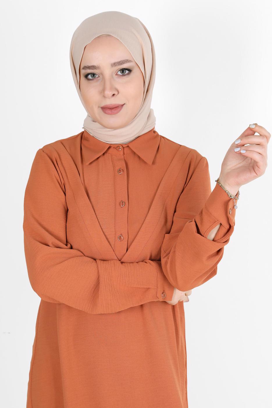 Tesettür giyim BEJ ALVİNA PAMUK AYROBİN ŞAL T 8115