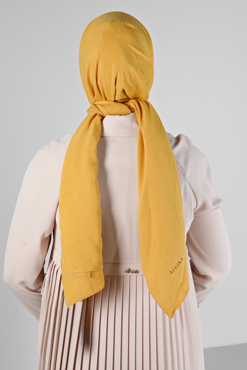 Vêtements hijab JAUNE ALVİNA COTON AEROBIN CHÂLE T 8115
