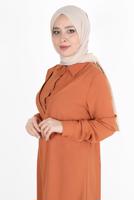 Tesettür giyim BEJ ALVİNA PAMUK AYROBİN ŞAL T 8115