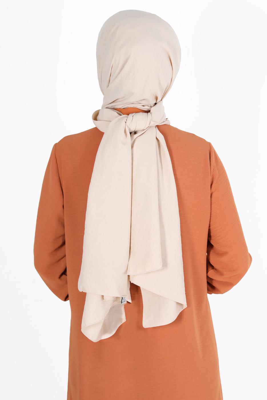 Tesettür giyim BEJ ALVİNA PAMUK AYROBİN ŞAL T 8115