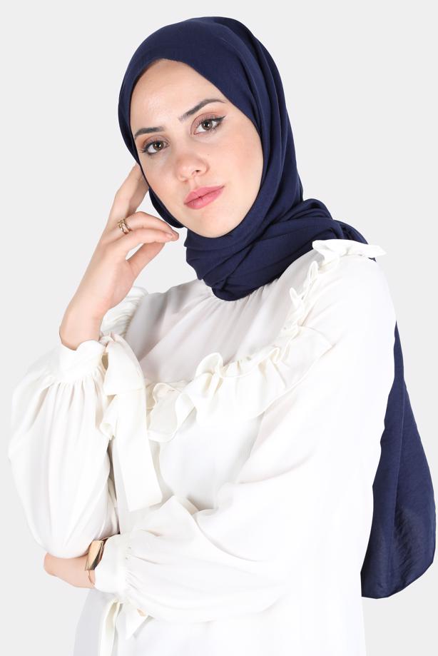 Hijab-Kleidung MARINEBLAU ALVİNA PAMUK AYROBİN ŞAL T 8115 - TRENDTESETTÜR