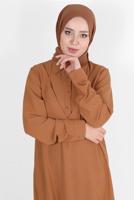 Tesettür giyim TABA ALVİNA PAMUK AYROBİN ŞAL T 8115