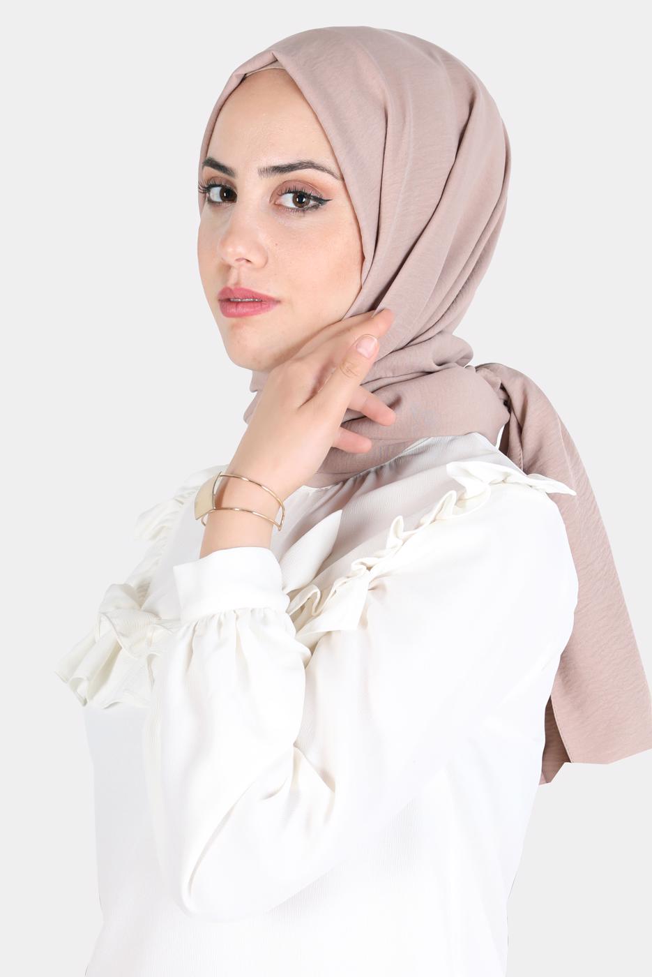 Tesettür giyim VİZON ALVİNA PAMUK AYROBİN ŞAL T 8115