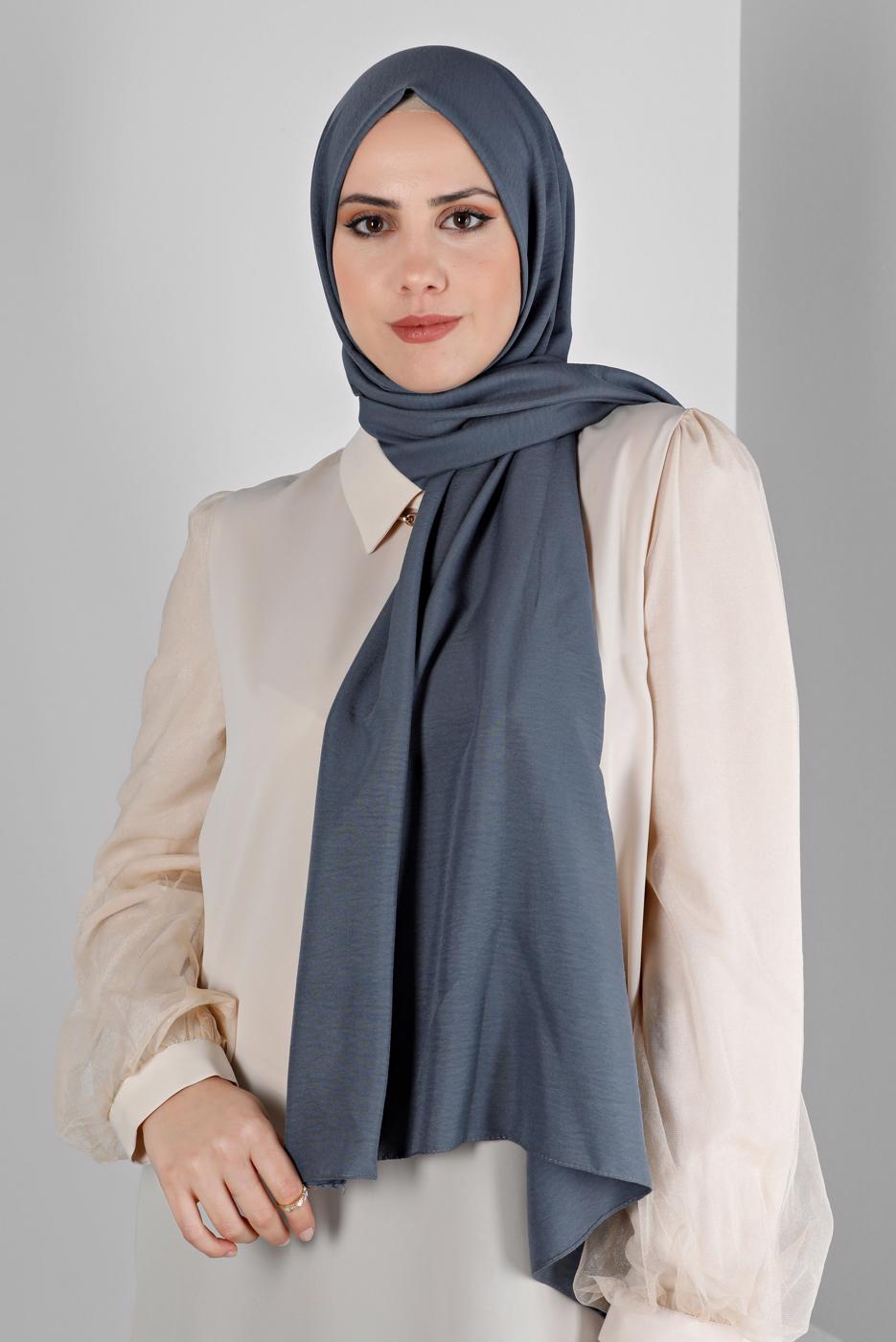 Tesettür giyim GRİ ALVİNA PAMUK AYROBİN ŞAL T 8115