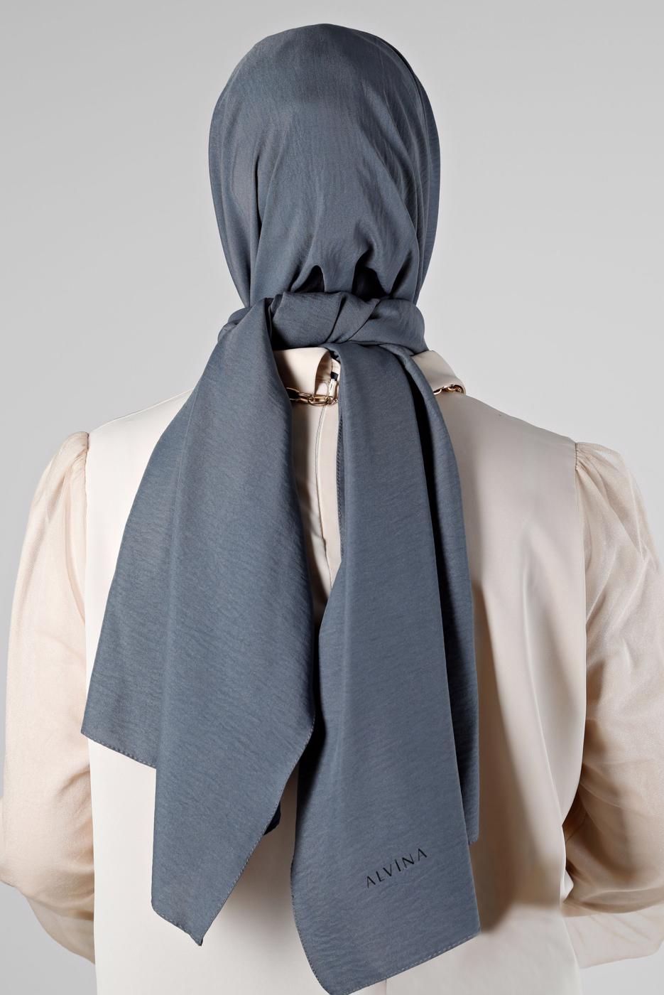 Tesettür giyim GRİ ALVİNA PAMUK AYROBİN ŞAL T 8115