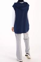 Vêtements hijab BLEU PULL À CAPUCHE EN COTON AVEC POCHE 60059
