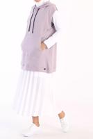 Tesettür giyim MOR KAPÜŞONLU CEPLİ PAMUKLU SÜVETER 60059 