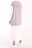 Tesettür giyim MOR KAPÜŞONLU CEPLİ PAMUKLU SÜVETER 60059 