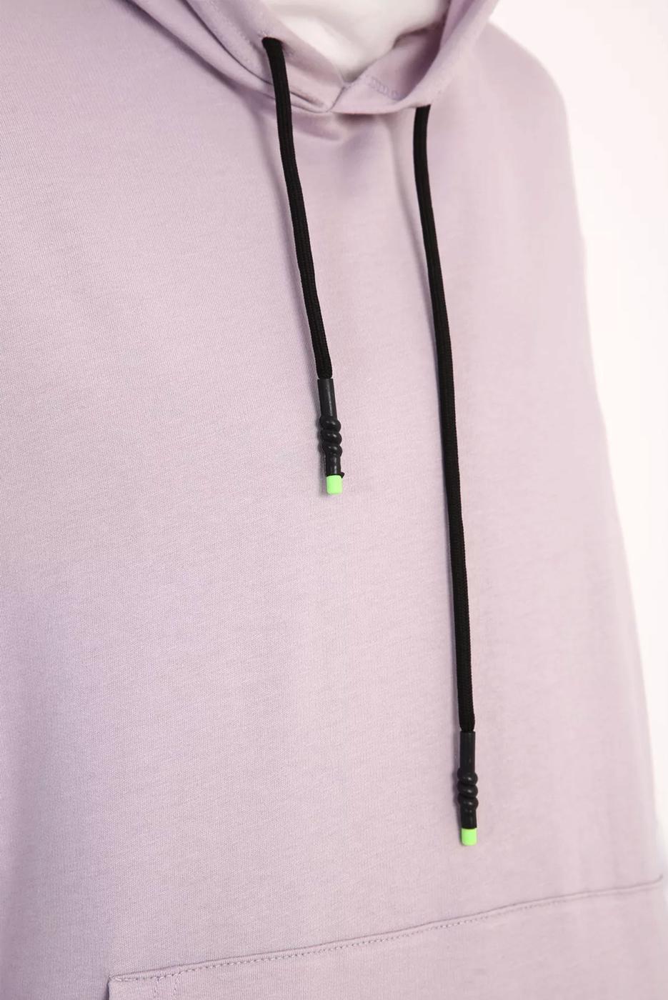 Tesettür giyim MOR KAPÜŞONLU CEPLİ PAMUKLU SÜVETER 60059 