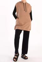 Vêtements hijab BRUN PULL À CAPUCHE EN COTON AVEC POCHE 60059