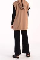 Vêtements hijab BRUN PULL À CAPUCHE EN COTON AVEC POCHE 60059