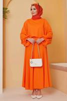 Hijab clothing ORANGE SKIRTED SUIT WITH BALLOON SLEEVES 16051