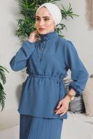 Tesettür giyim LACİVERT PİLELİ ETEKLİ TAKIM 2942 