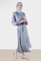 Tesettür giyim GRİ ALVİNA BAĞLAMA DETAYLI ETEKLİ TAKIM T 42519 