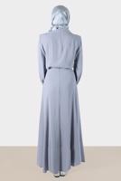 Tesettür giyim GRİ ALVİNA BAĞLAMA DETAYLI ETEKLİ TAKIM T 42519 