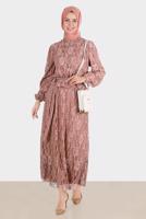 Tesettür giyim KAHVE ALVİNA İKİLİ ETEKLİ TAKIM T 42844