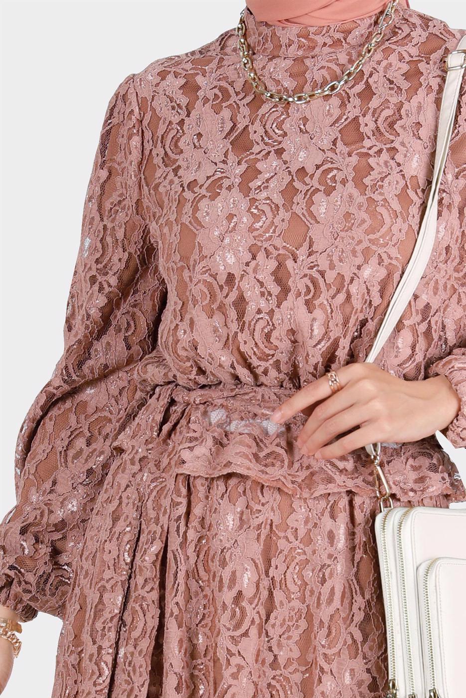 Tesettür giyim KAHVE ALVİNA İKİLİ ETEKLİ TAKIM T 42844