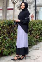 Tesettür giyim SİYAH ETEĞİ PİLİSELİ TAKIM 5518	