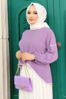 Tesettür giyim MOR ETEĞİ PİLİSELİ TAKIM 5518	
