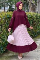 Tesettür giyim MÜRDÜM ETEĞİ PİLİSELİ TAKIM 5518