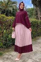 Tesettür giyim MÜRDÜM ETEĞİ PİLİSELİ TAKIM 5518