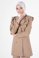 Tesettür giyim BEJ DÜĞMELİ VOLANLI PANT. TAKIM 04051	
