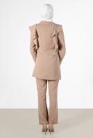 Tesettür giyim BEJ DÜĞMELİ VOLANLI PANT. TAKIM 04051	
