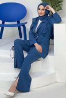 Vêtements hijab BLEU MARINE ENSEMBLE PANTALON À VOLANTS ET BOUTONS 04051