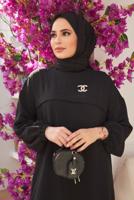 Vêtements hijab NOIR COSTUME PANTALON AVEC POIGNETS ÉLASTIQUE 0704