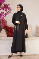 Vêtements hijab NOIR COSTUME PANTALON AVEC POIGNETS ÉLASTIQUE 0704